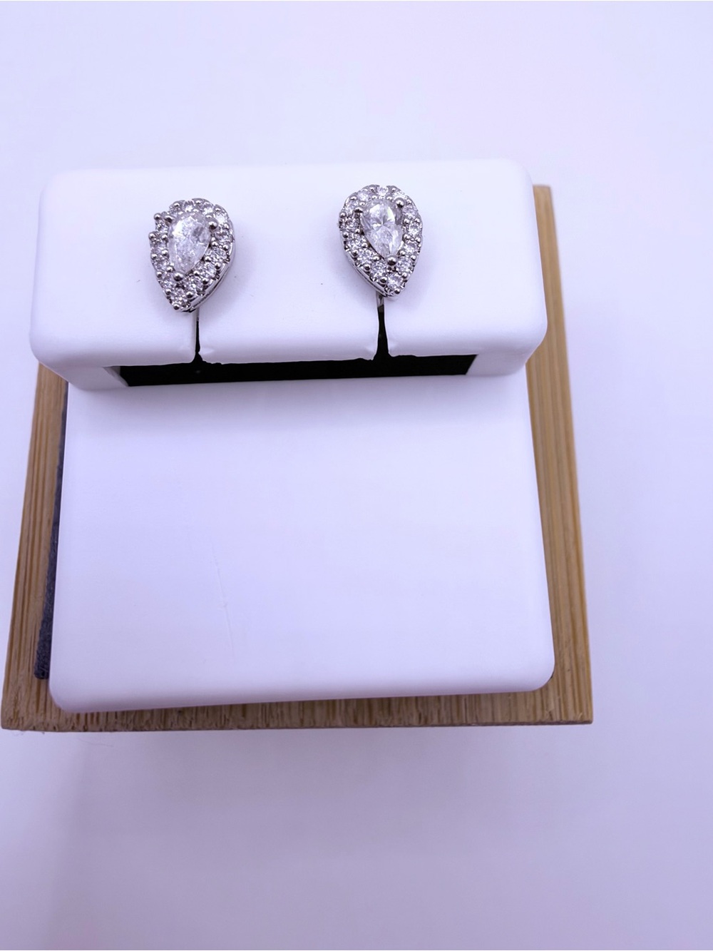 Elegant Teardrop Halo Moissanite Stud Earrings